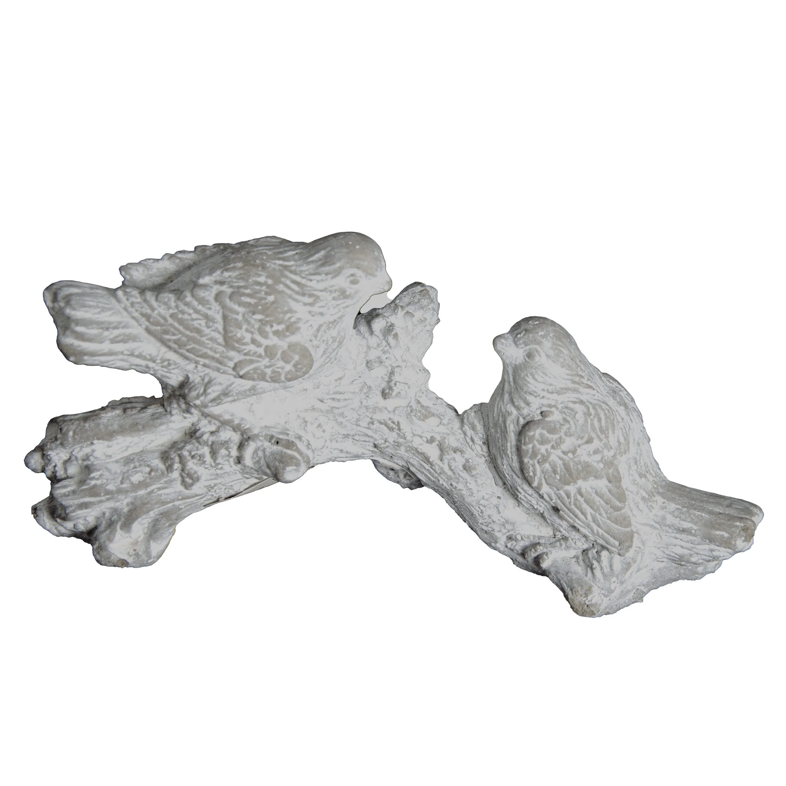 Dekofigur Vögel auf Baumstamm – 10 cm, Zement, Grau
